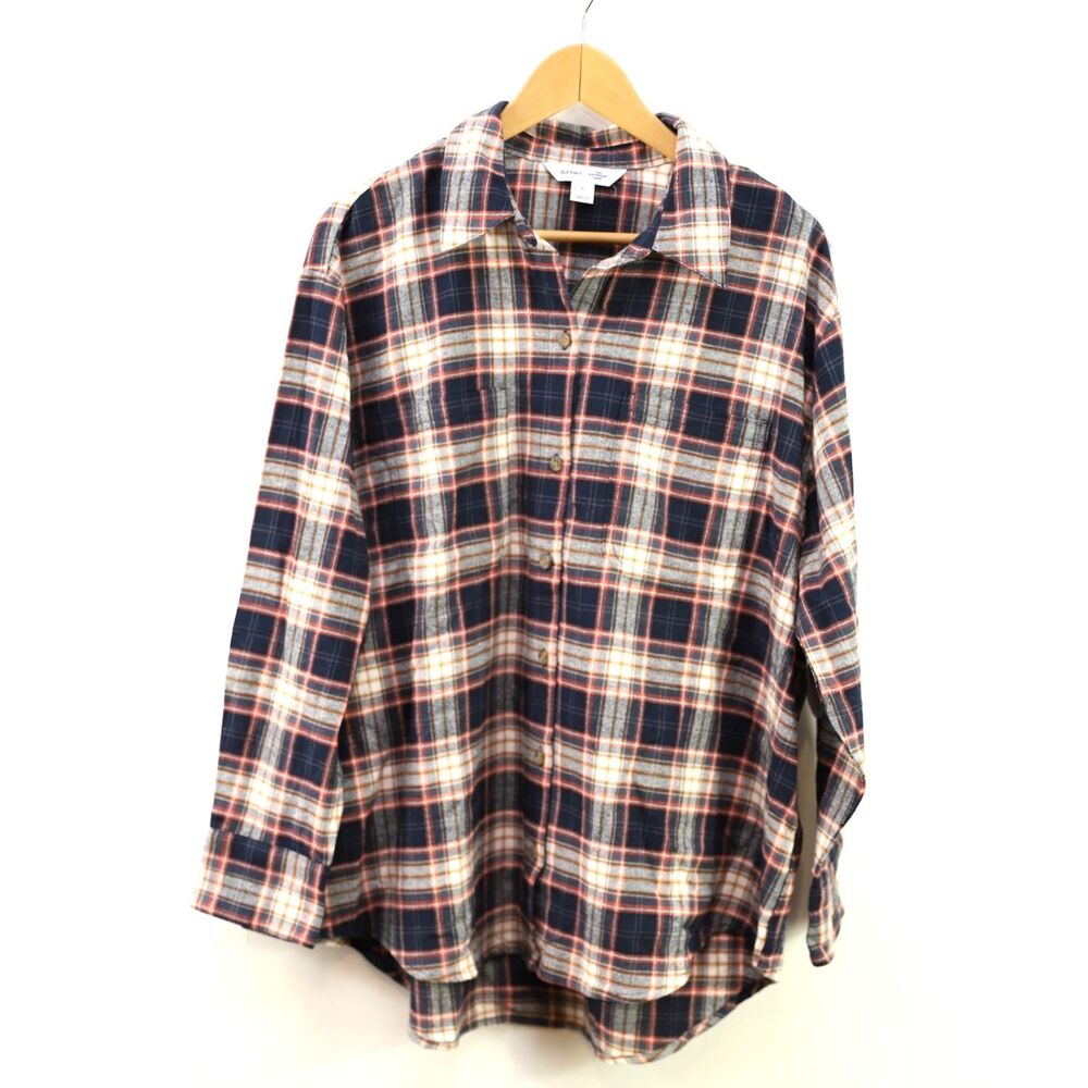 NWT Old Navy The BoyFriend Plaid Flannel button down Shirt size XL